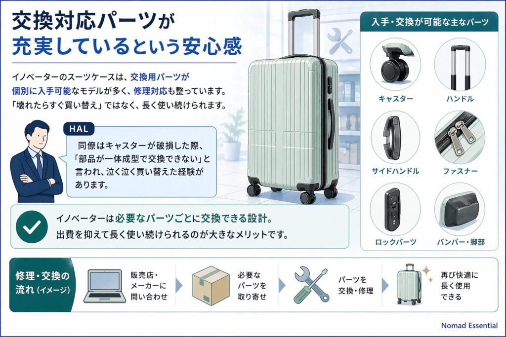 交換対応パーツが充実しているという安心感