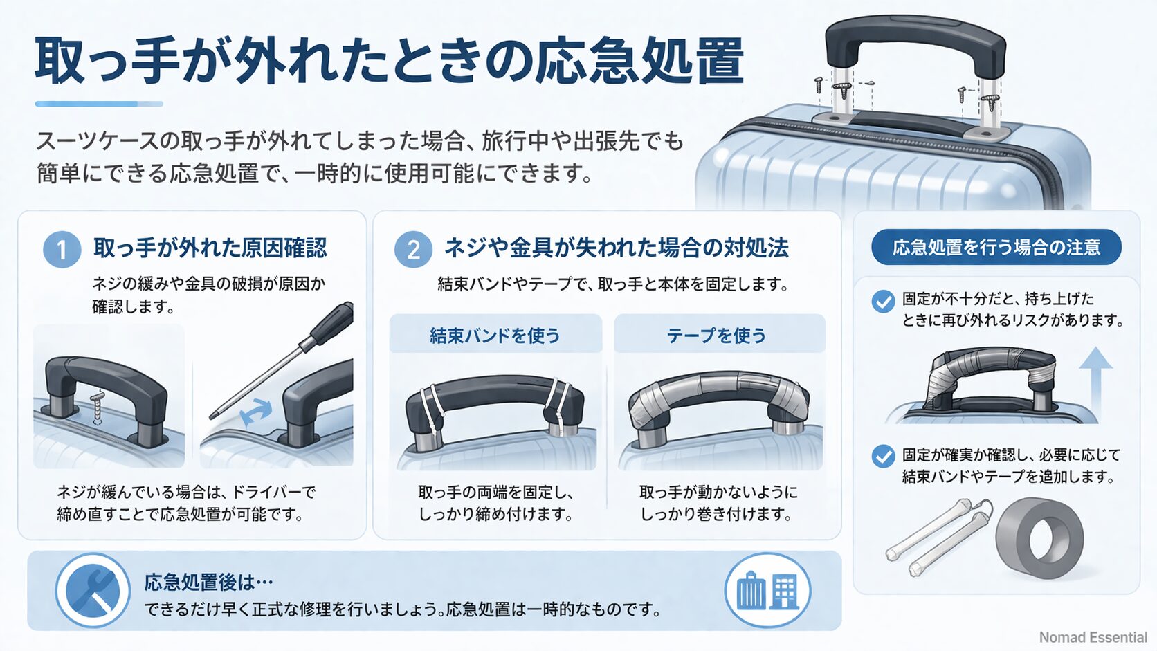 取っ手が外れたときの応急処置