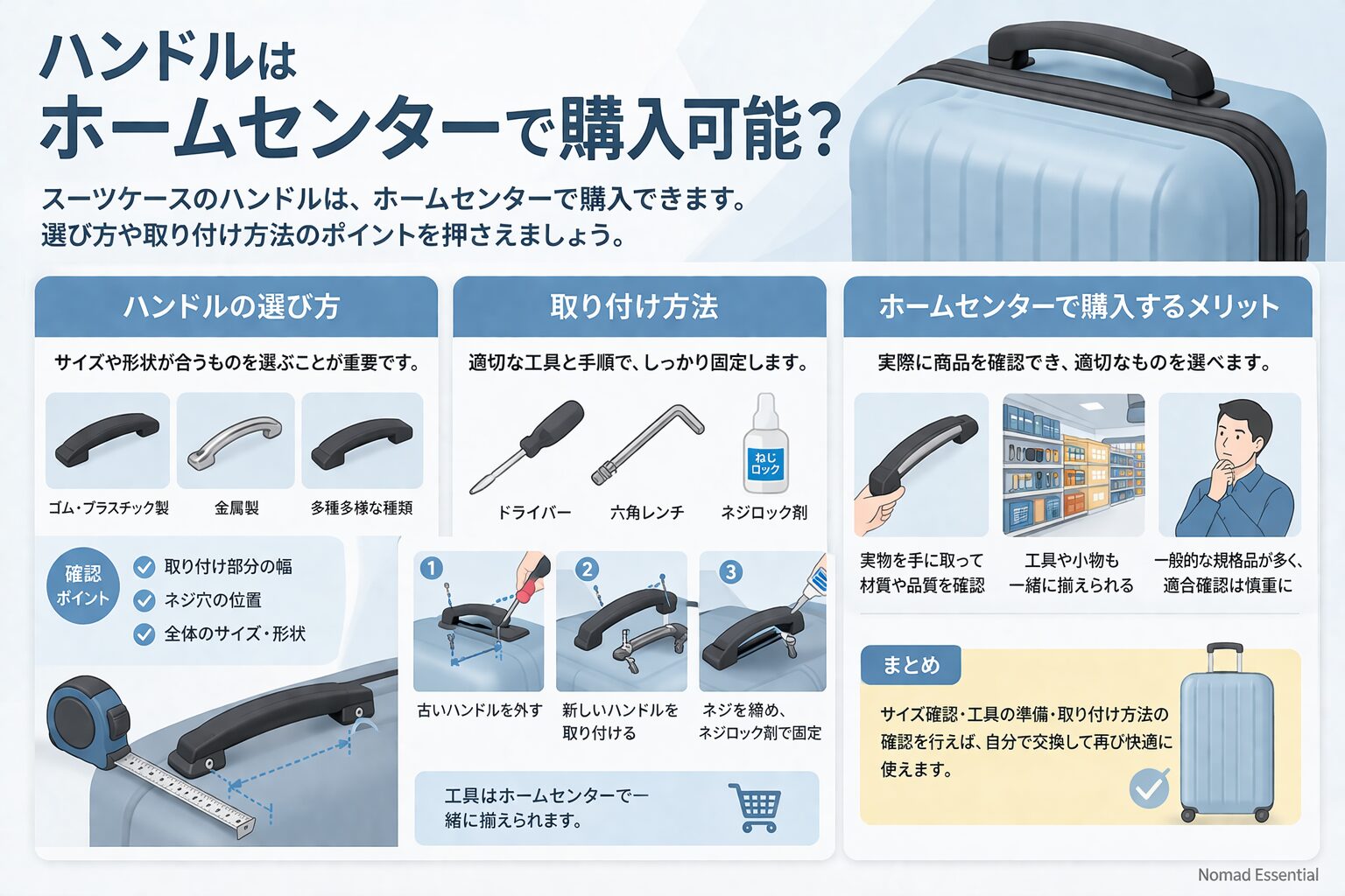 ハンドルはホームセンターで購入可能？