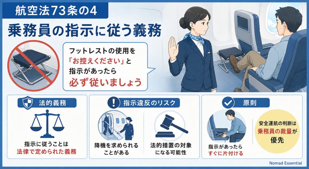 航空法73条の4：乗務員の指示に従う義務
