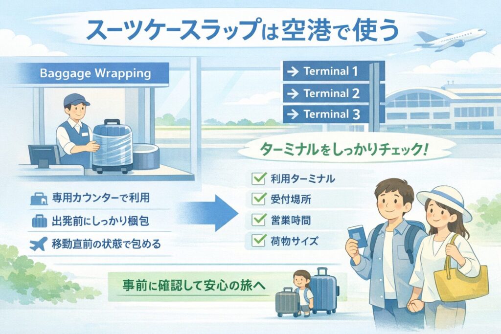 スーツケースラップは空港で使う