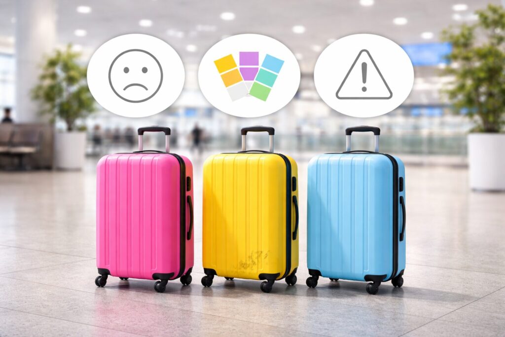 明るいスーツケース色で後悔