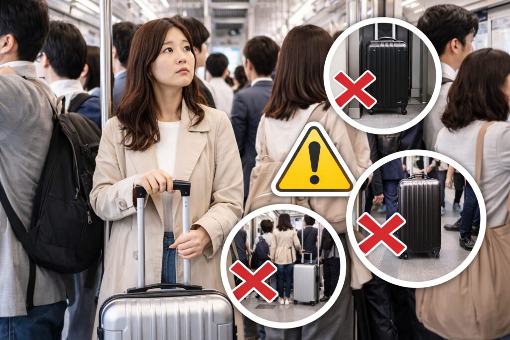 スーツケースの電車マナー混雑編