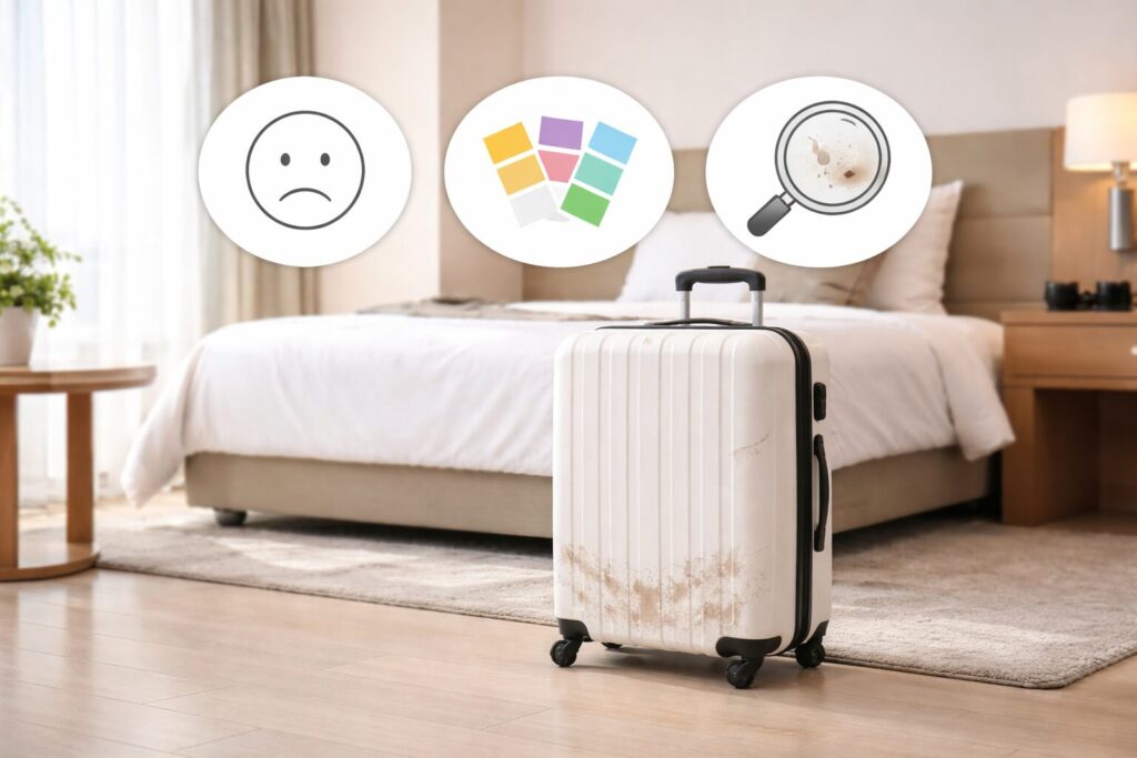 白のスーツケース色で後悔