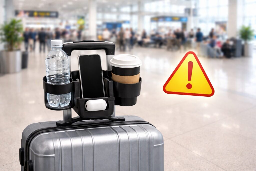 スーツケースのドリンクホルダー注意点