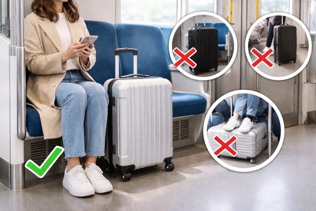 スーツケースの電車マナー座席編