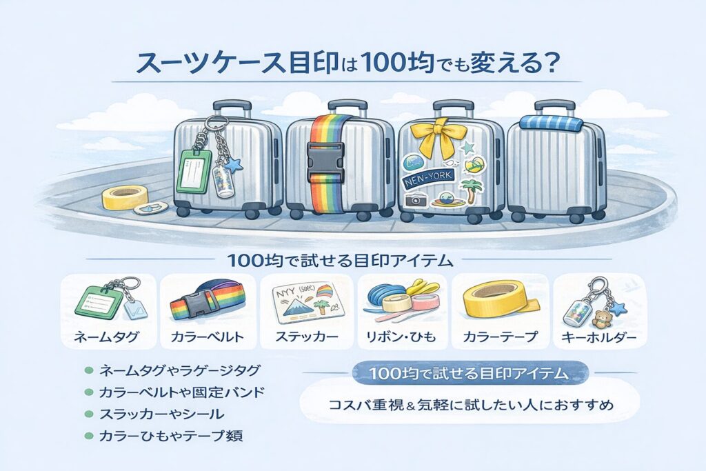 スーツケース目印は100均でも変える？
