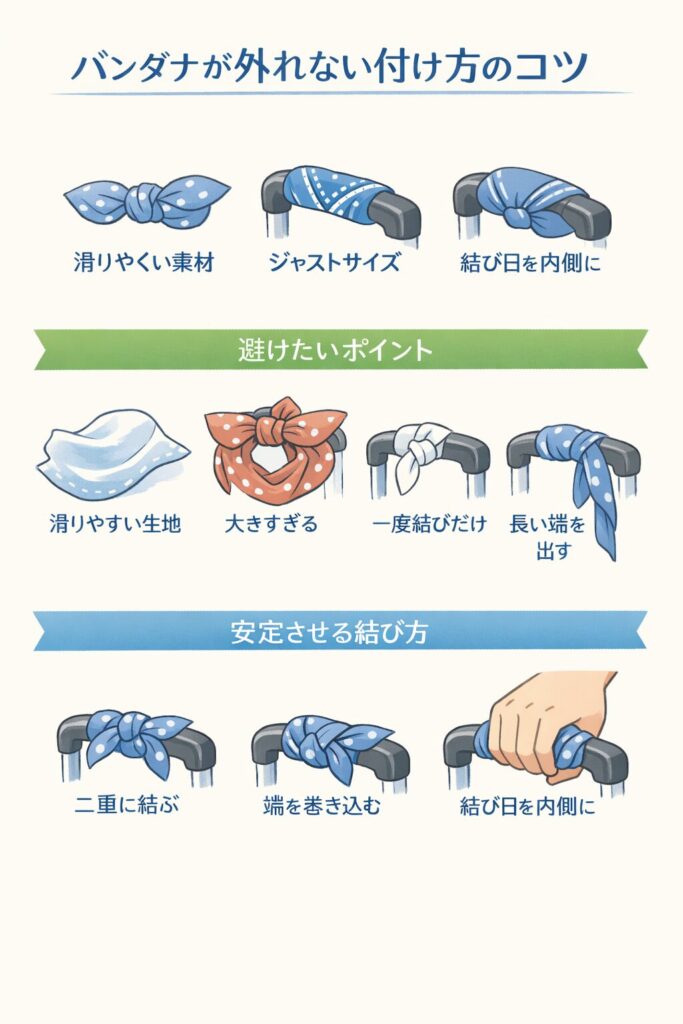 バンダナが外れない付け方のコツ