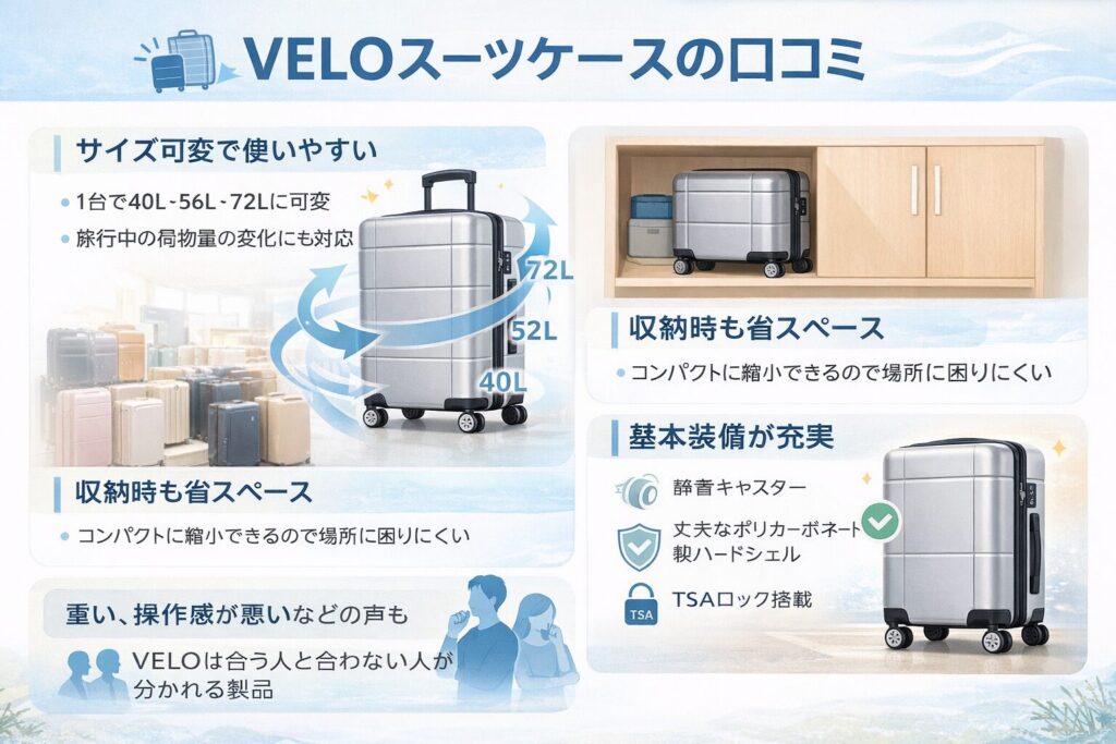 VELOスーツケースの口コミ