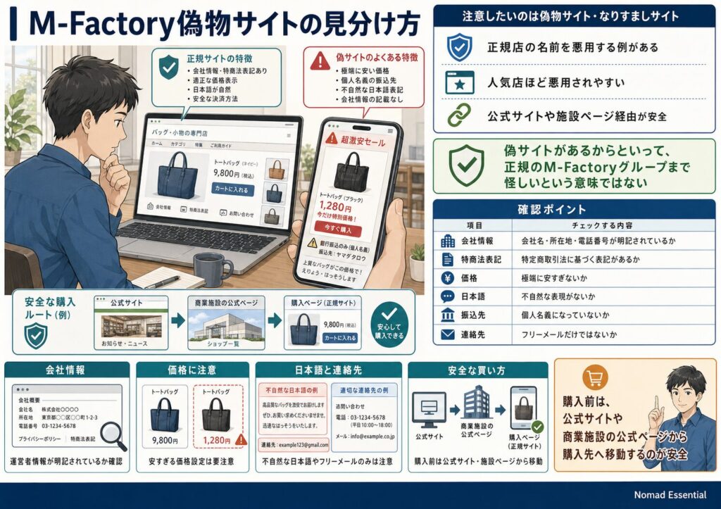 M-Factory偽物サイトの見分け方