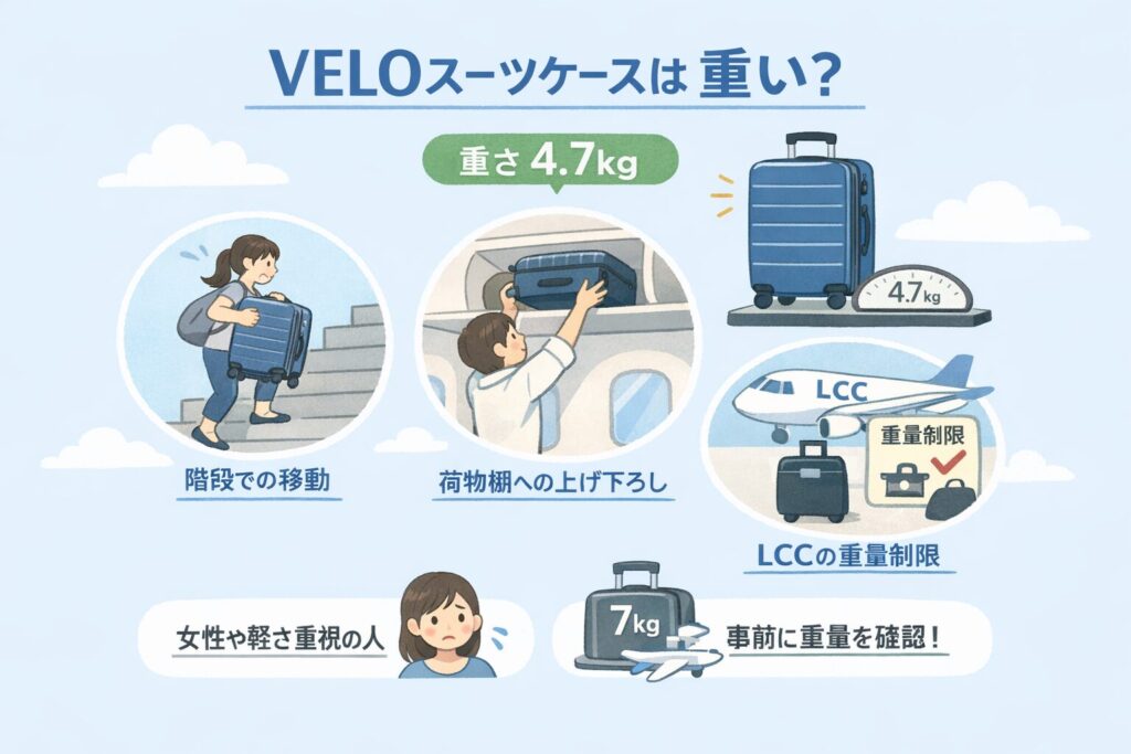 VELOスーツケースは重い？