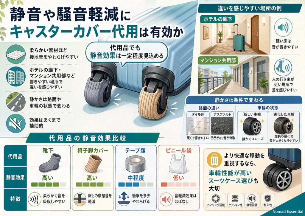 静音や騒音軽減にキャスターカバー代用は有効か