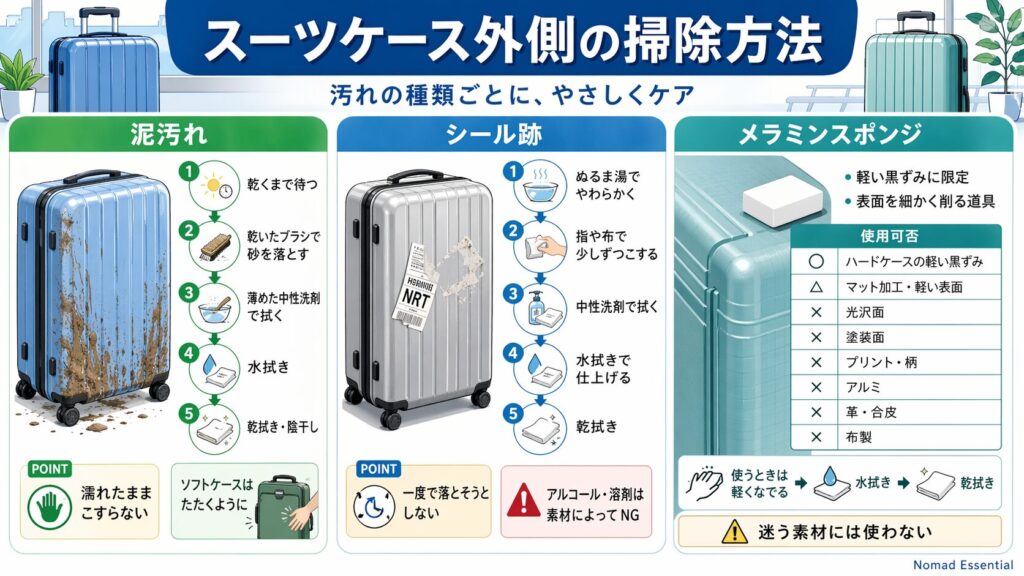 スーツケース外側の掃除方法