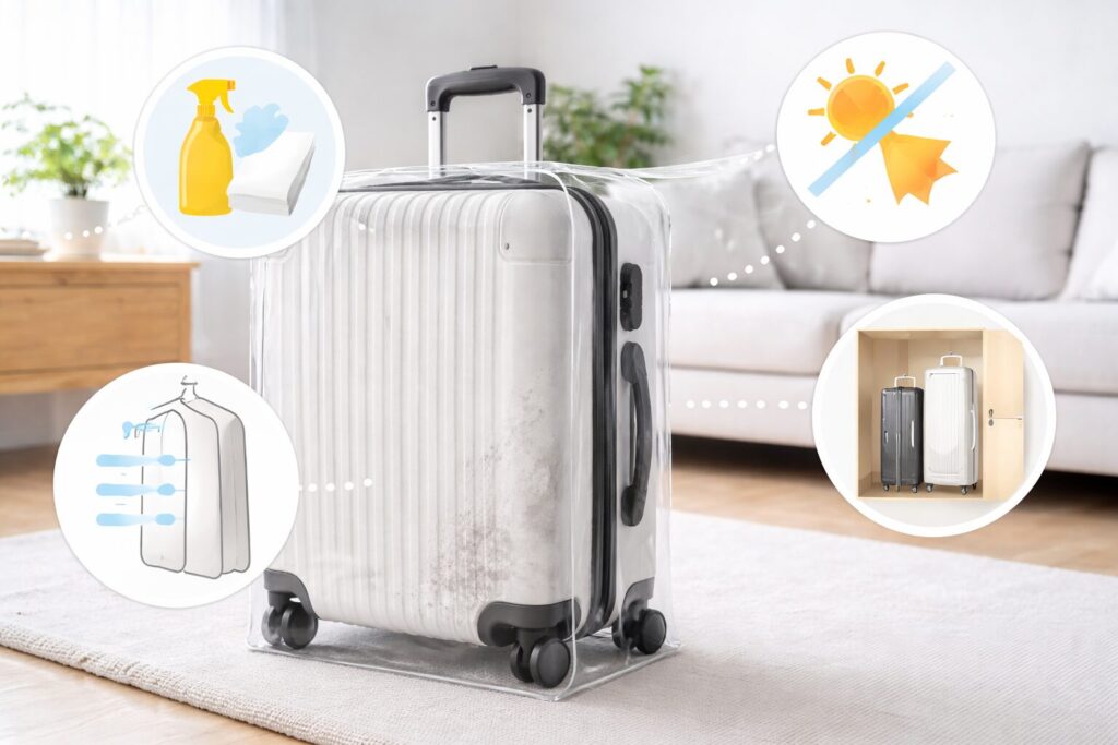 スーツケースの白い汚れを防ぐ方法