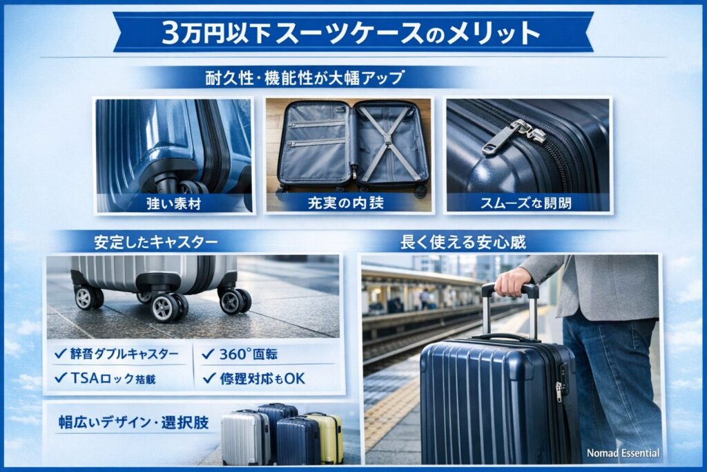 3万円以下のスーツケースのメリット