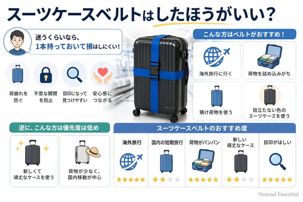 スーツケースベルトはしたほうがいい？
