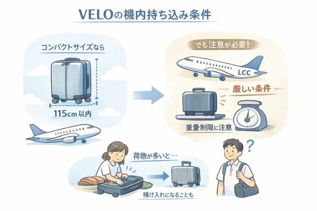 VELOの機内持ち込み条件