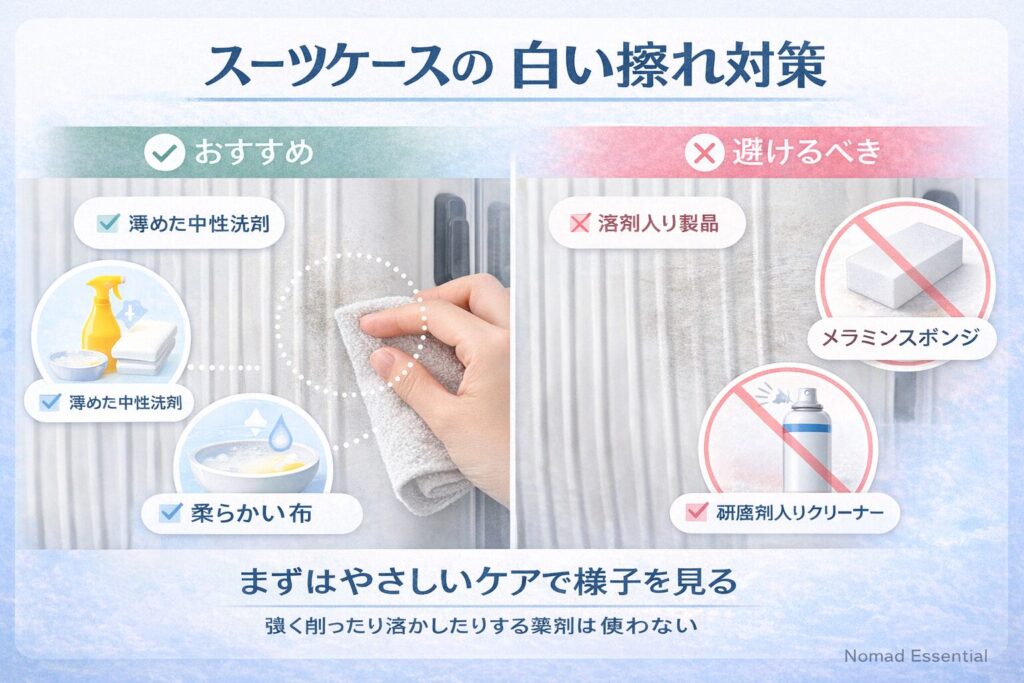 スーツケースの白い擦れ対策