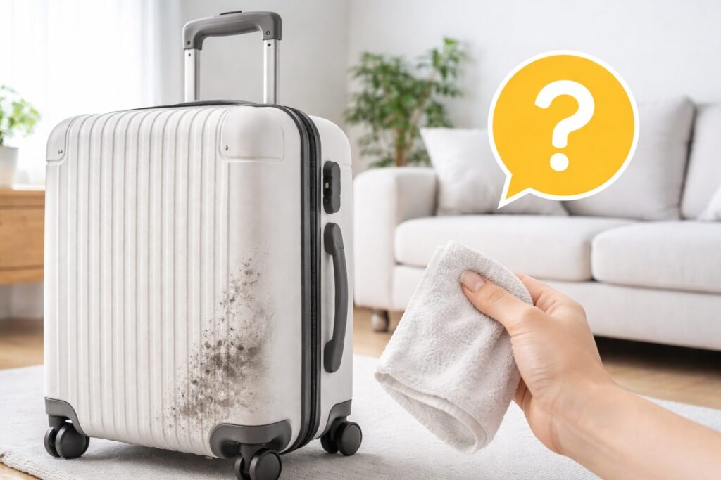 スーツケースの白い汚れは落ちる?