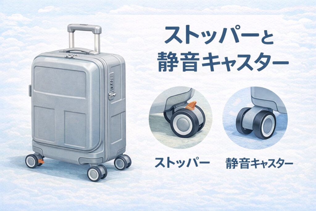ストッパーと静音キャスター
