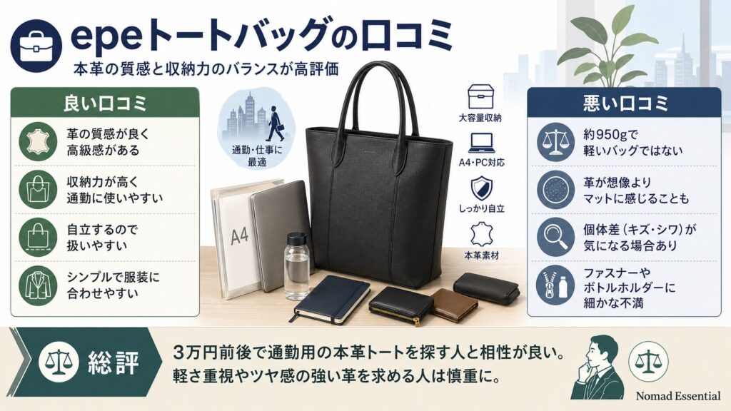 epeトートバッグの口コミ