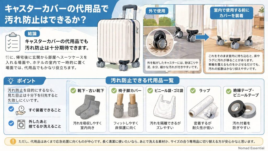 キャスターカバーの代用品で汚れ防止はできるか