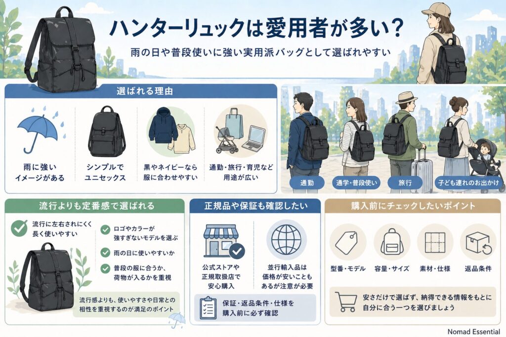 ハンターリュックは愛用者が多い？