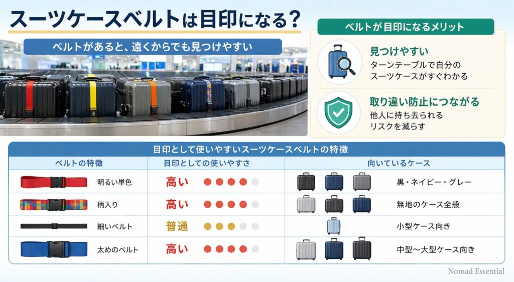 スーツケースベルトは目印になる？