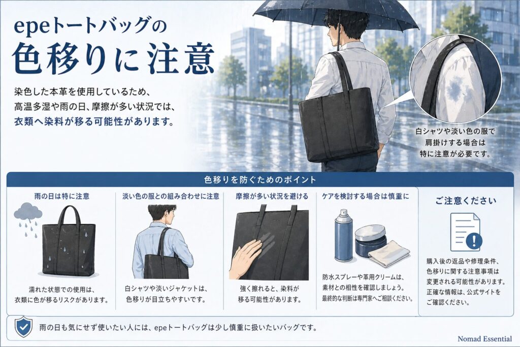 epeトートバッグの色移り