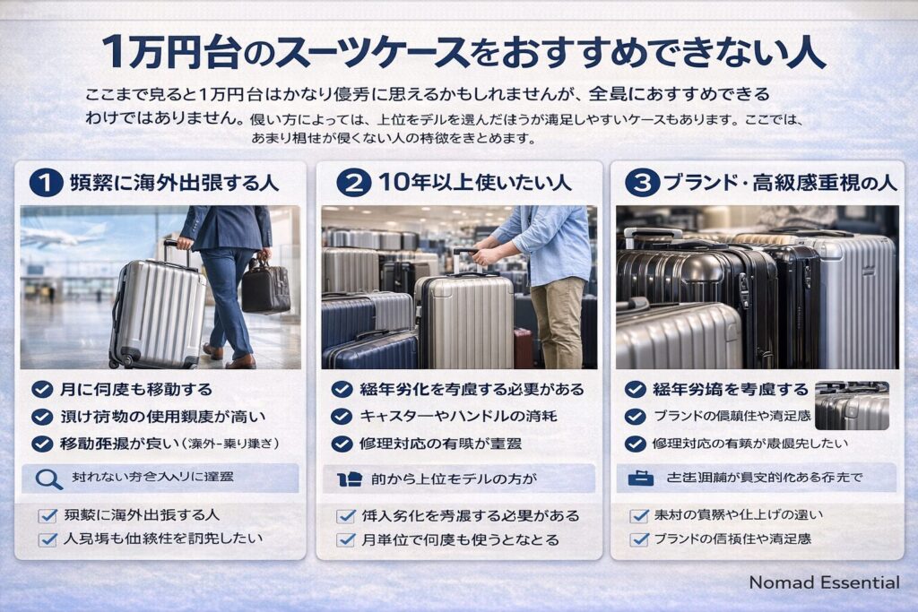 1万円台のスーツケースをおすすめできない人