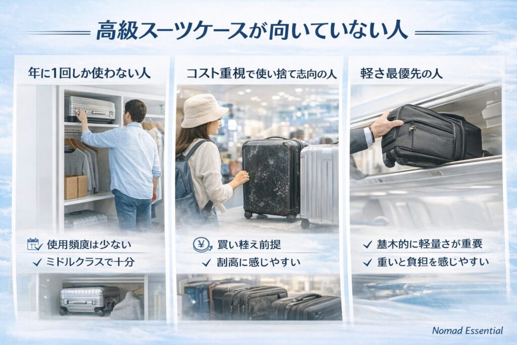 高級スーツケースが向いていない人