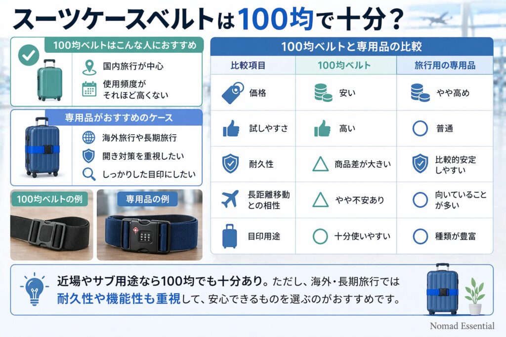 スーツケースベルトは100均で十分？