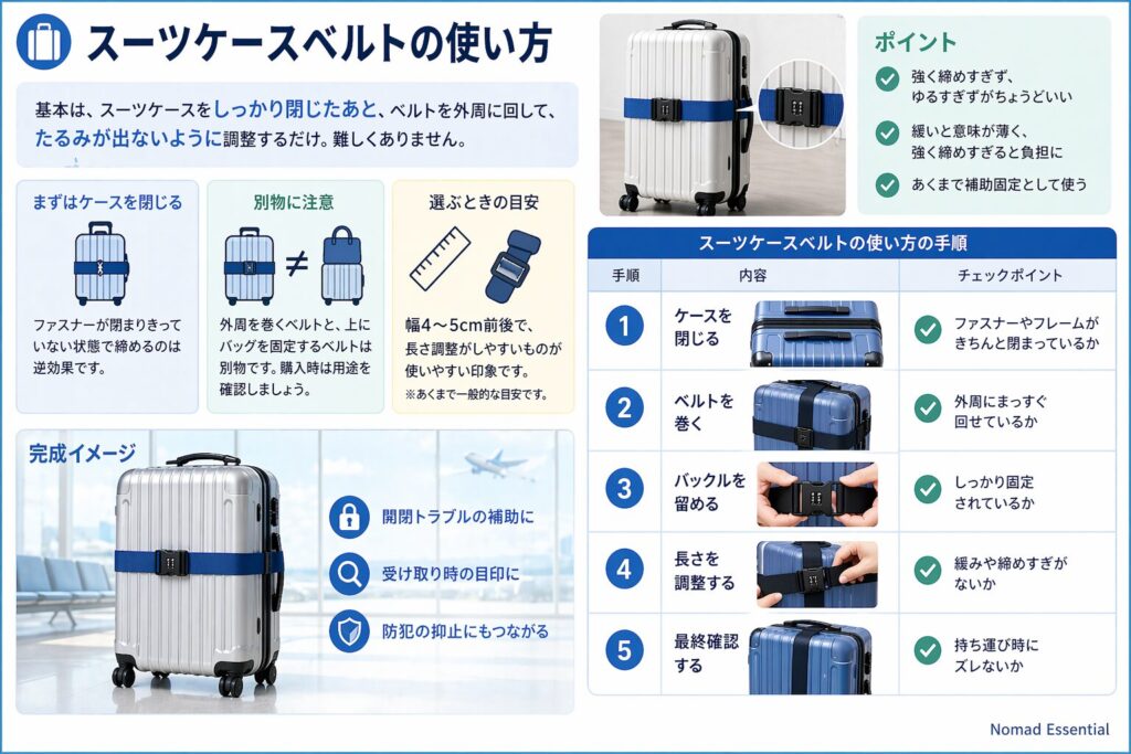 スーツケースベルトの使い方
