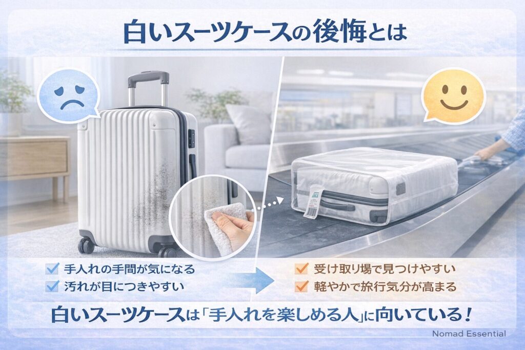 白いスーツケースの後悔とは