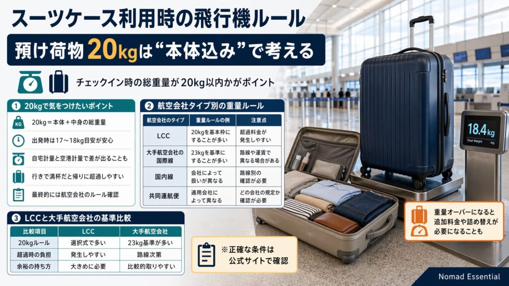 スーツケース利用時の飛行機ルール