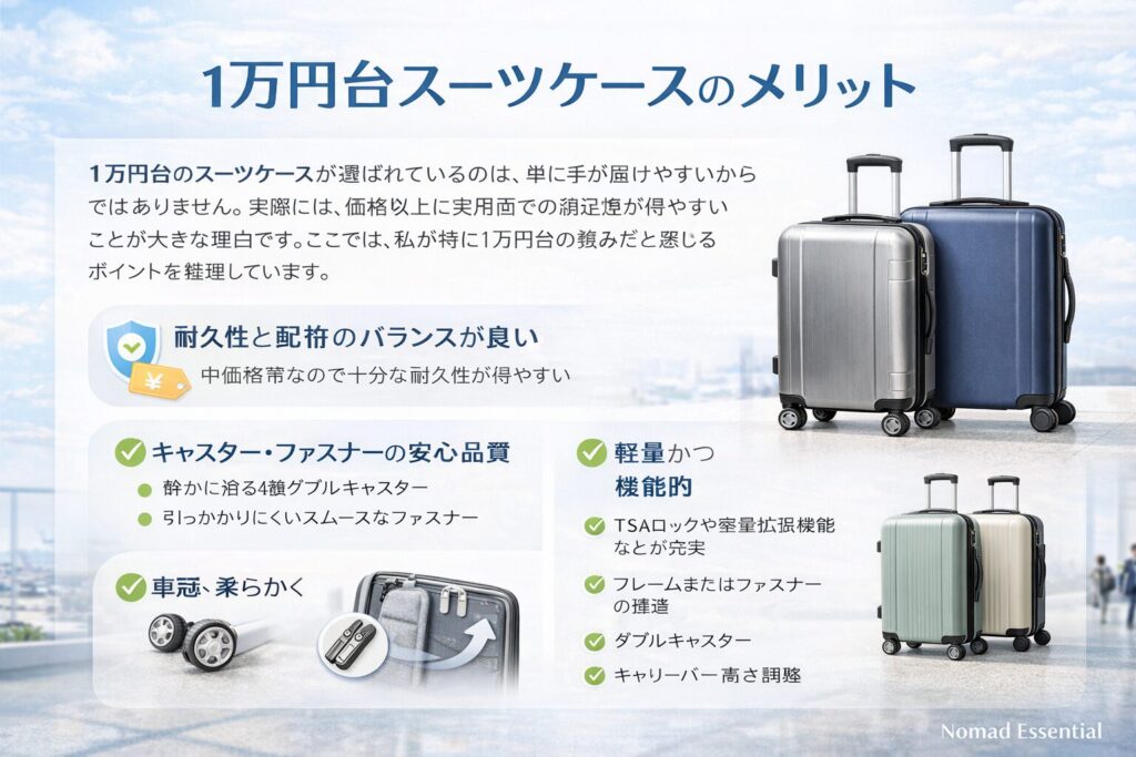 1万円台スーツケースのメリット