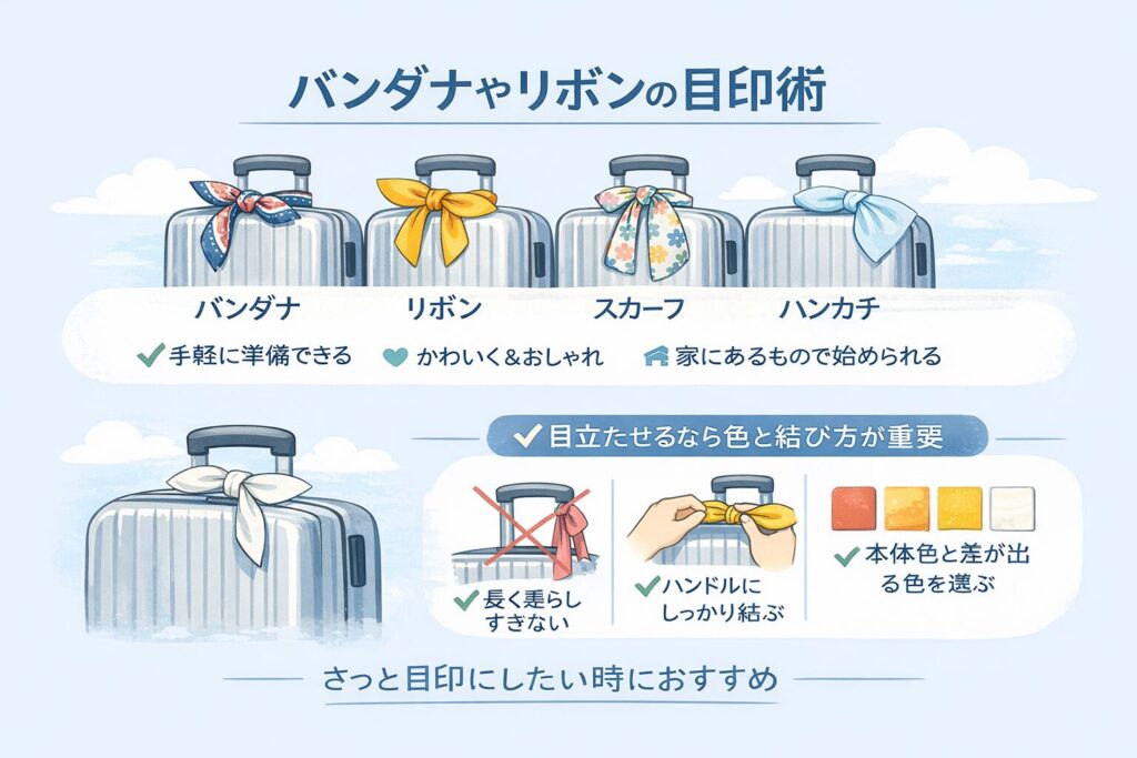 バンダナやリボンの目印術