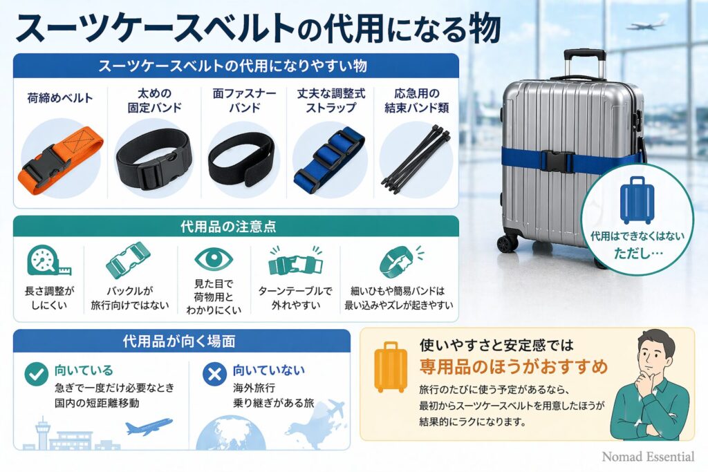 スーツケースベルトの代用になる物