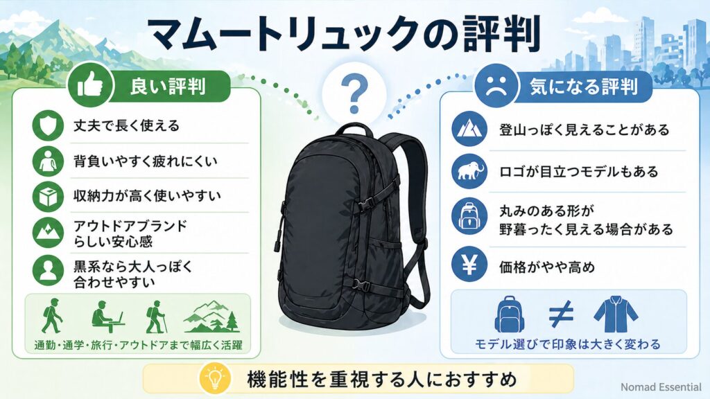 マムートリュックの評判