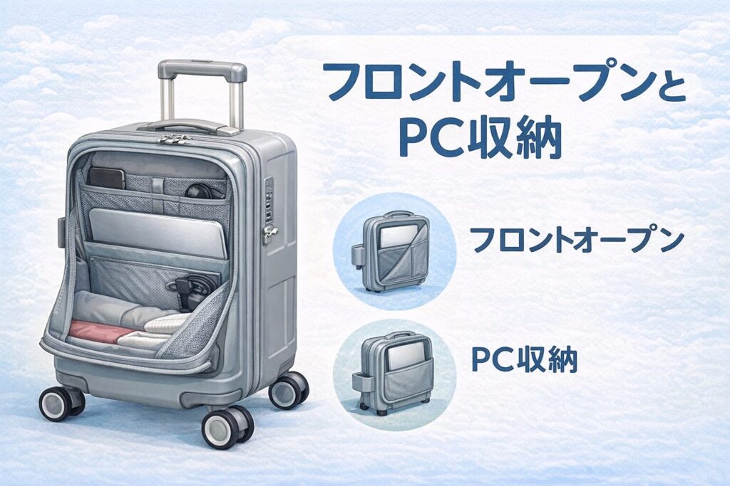 フロントオープンとPC収納