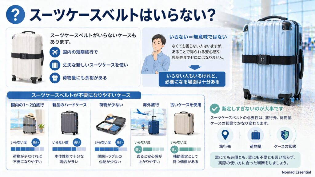 スーツケースベルトはいらない？