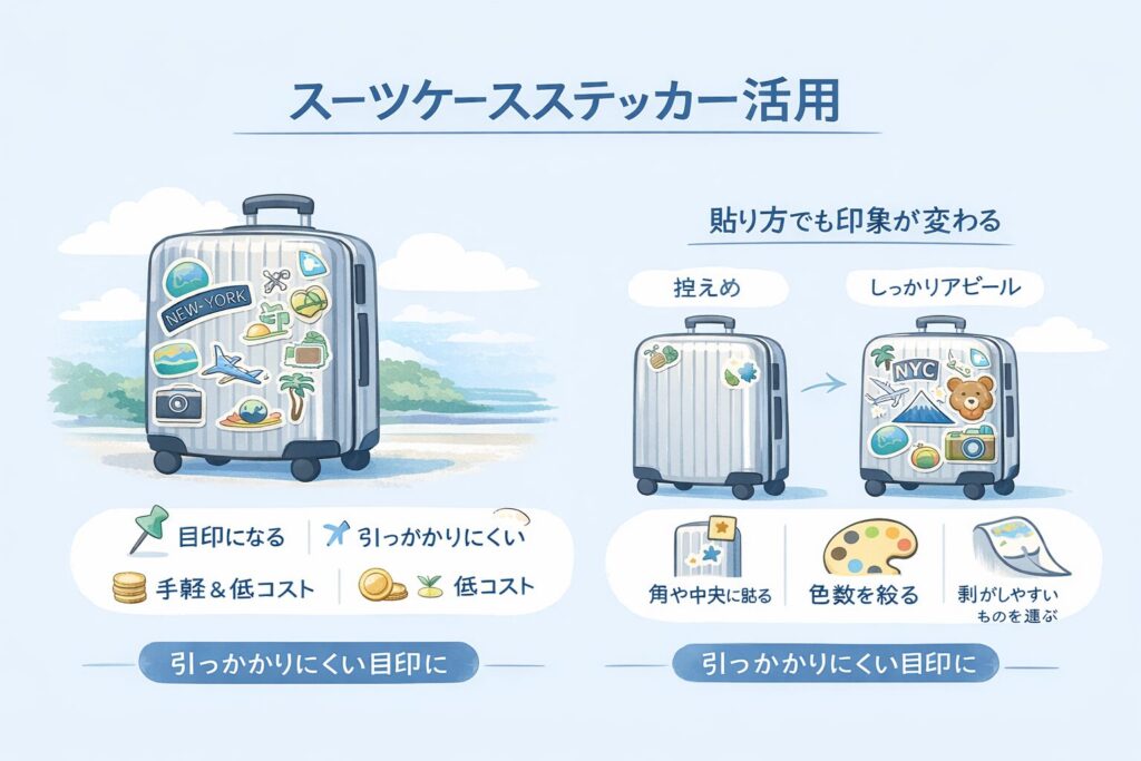 スーツケースステッカー活用