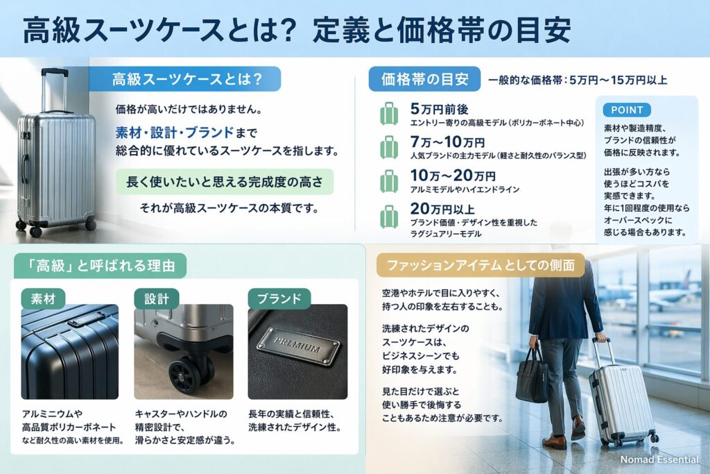 高級スーツケースとは？定義と価格帯の目安