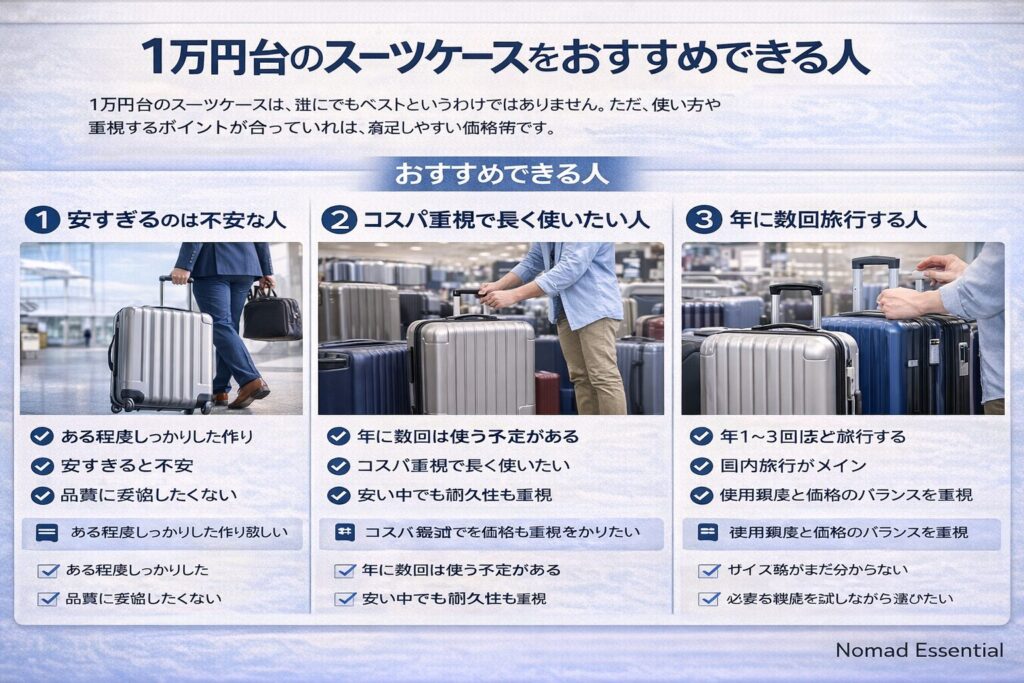 1万円台のスーツケースをおすすめできる人