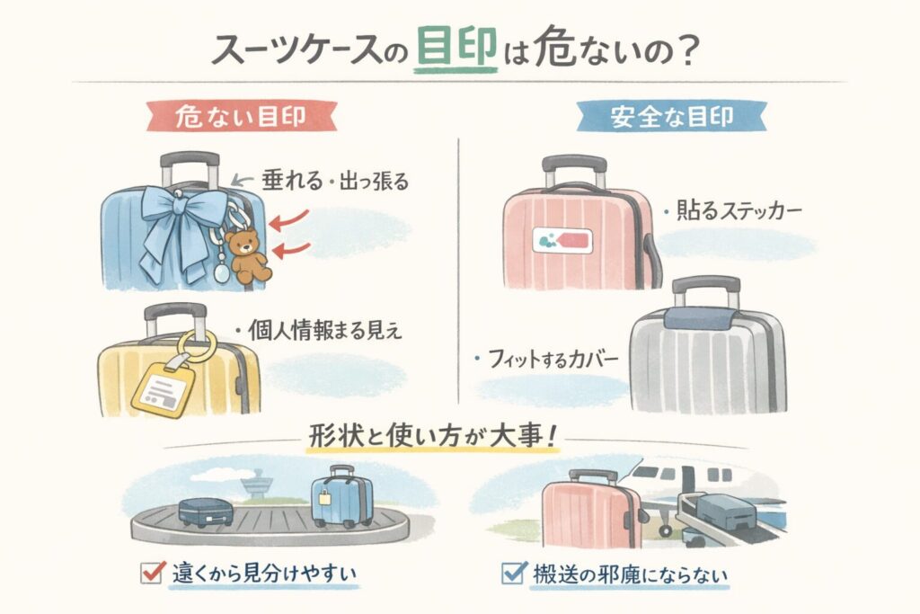 スーツケースの目印は危ないのか