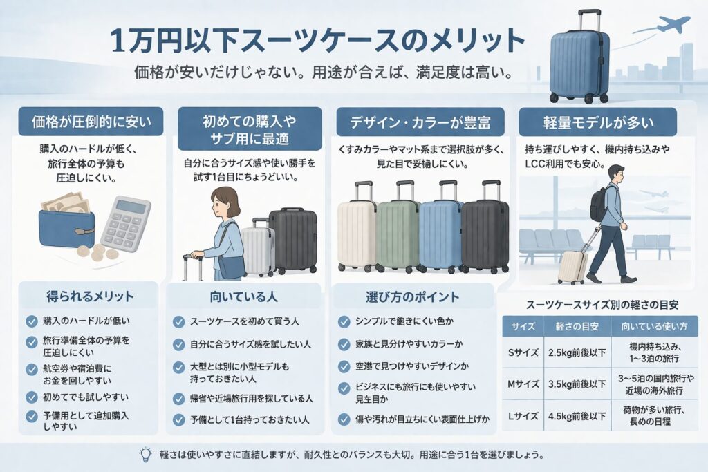 1万円以下スーツケースのメリット