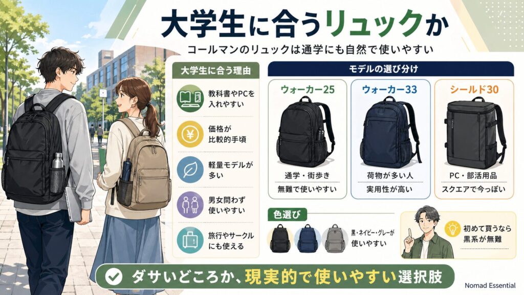 大学生に合うリュックか