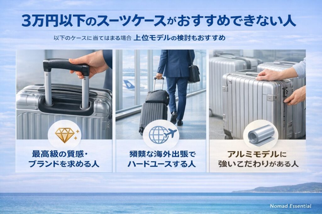 3万円以下のスーツケースがおすすめできない人