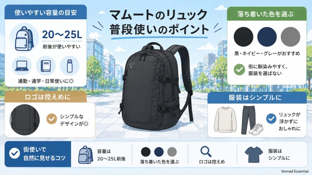 マムートリュックの普段使い