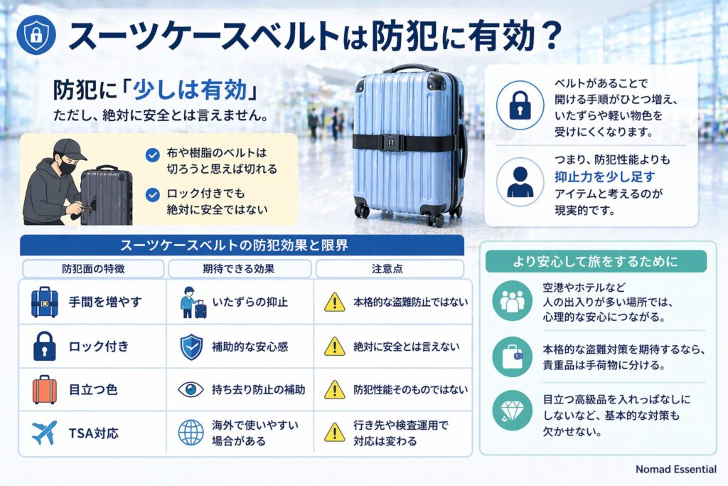 スーツケースベルトは防犯に有効？